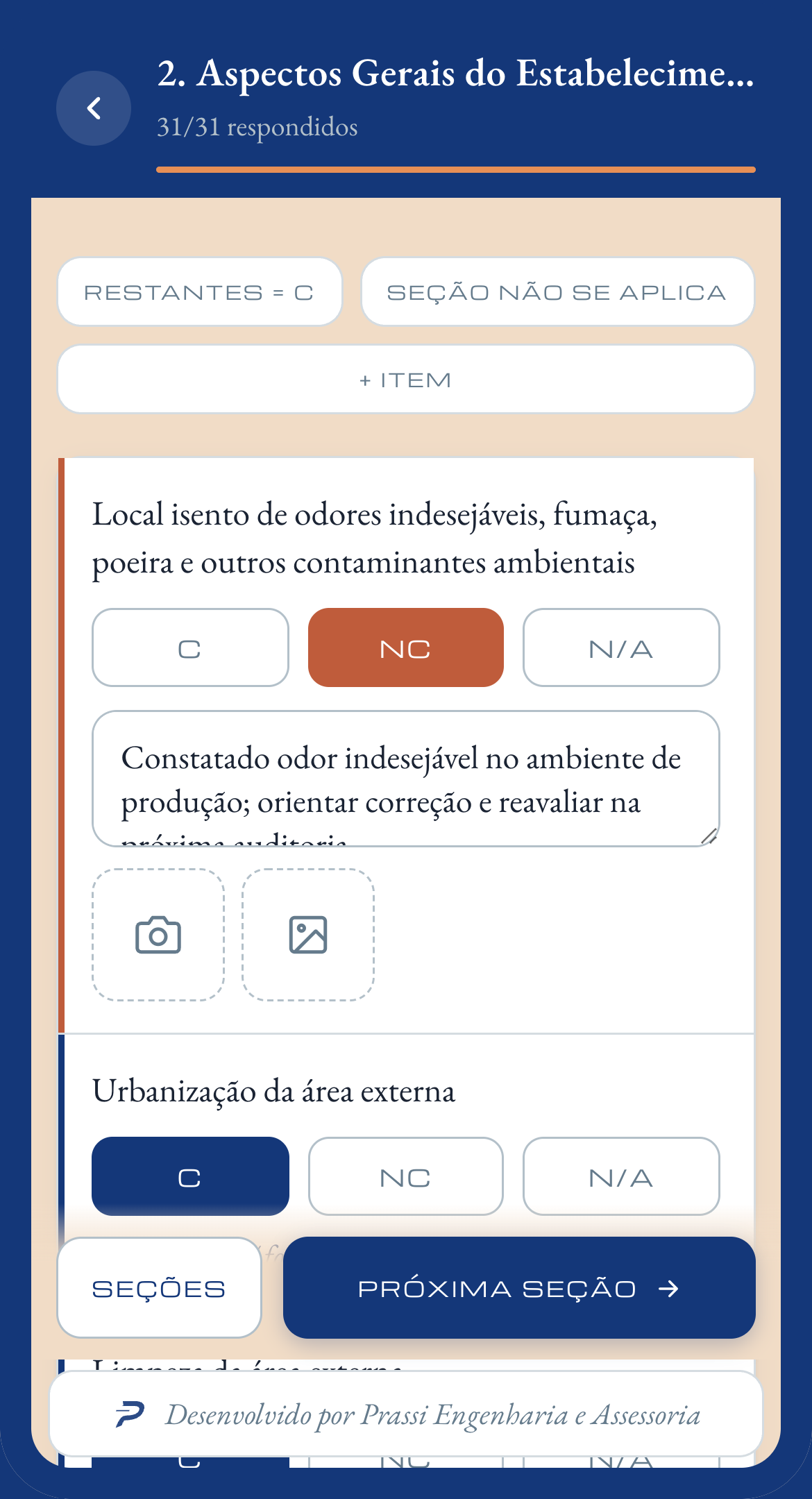 Auditoria guiada item a item